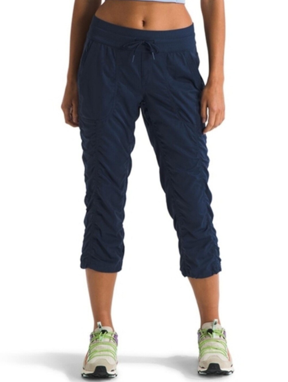 The North Face Navy Ruched Cropped Active Capris
